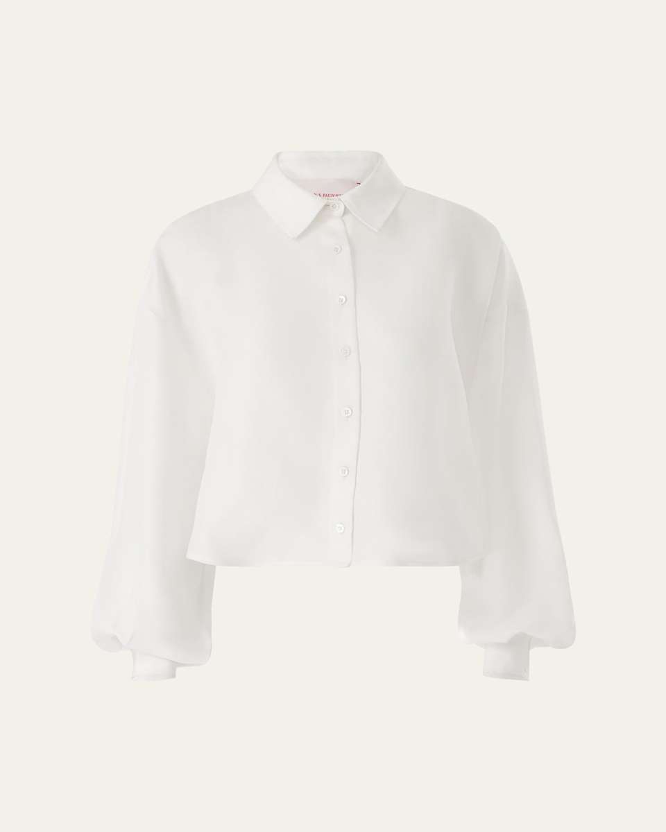 Overized Crop Button Down Top